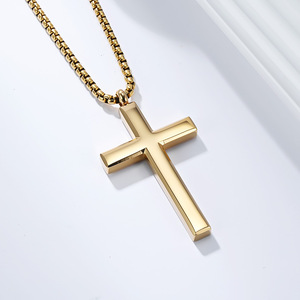 Unisex Stainless Steel <b>Cross</b> Pendant Necklace Minimalist Design For Daily Wear - Product Image 4