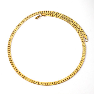 Daihe เครื่องประดับแฟชั่น316L สแตนเลสสตีลคิวบาสายโซ่ชุบทอง18K สร้อยคอ NK แบบแบนไม่เสื่อมเสีย - Product Image 3