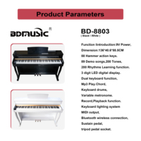 Orgue électrique numérique à 88 touches avec mécanisme à marteaux en bois et plastique BD-8803, clavier électronique avec haut-parleur intégré pour débutants
