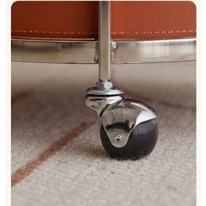 Modern Minimalist Side Table With Movable <b>Trolley</b> Stainless Steel 2 Tier Saddle Leather Beverage <b>Serving</b> Cart - Product Image 3