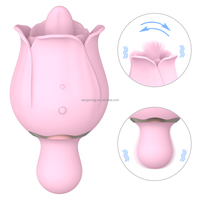 Rosenförmiger Zungen-Vibrator mit 9 Geschwindigkeitsstufen, Wiederaufladbarer Silikon-Klitoris-Sauger, Sexspielzeug für Frauen