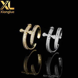 Anillo Abierto con Incrustaciones de Circonio, Chapado en Oro, Ajustable, de Doble Capa, para Unisex - Product Image 5