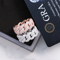 Prix moins cher 925 en argent Sterling bague cubaine bijoux fins 100% Pass diamant testeur mode hommes bague VVS Moissanite bague cubaine
