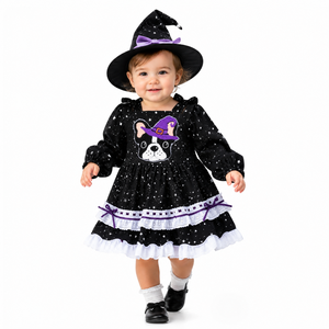 <span class=keywords><strong>Robe</strong></span> de cosplay Halloween 2026 en coton pour enfants, <span class=keywords><strong>robe</strong></span> Lolita à imprimé étoiles pour petites filles de 1 à 7 ans avec nœud et broderie chien sorcière - Product Image 3