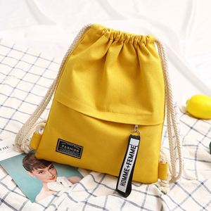 Large Capacity String Boy Girls Primary and Secondary Students Lightweight Leisure Canvas <b>Drawstring</b> Back Pack - Product Image 1