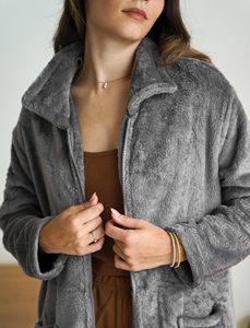 <span class=keywords><strong>Accappatoio</strong></span> da <span class=keywords><strong>donna</strong></span> a tutta lunghezza con cerniera in vestaglia - Product Image 6