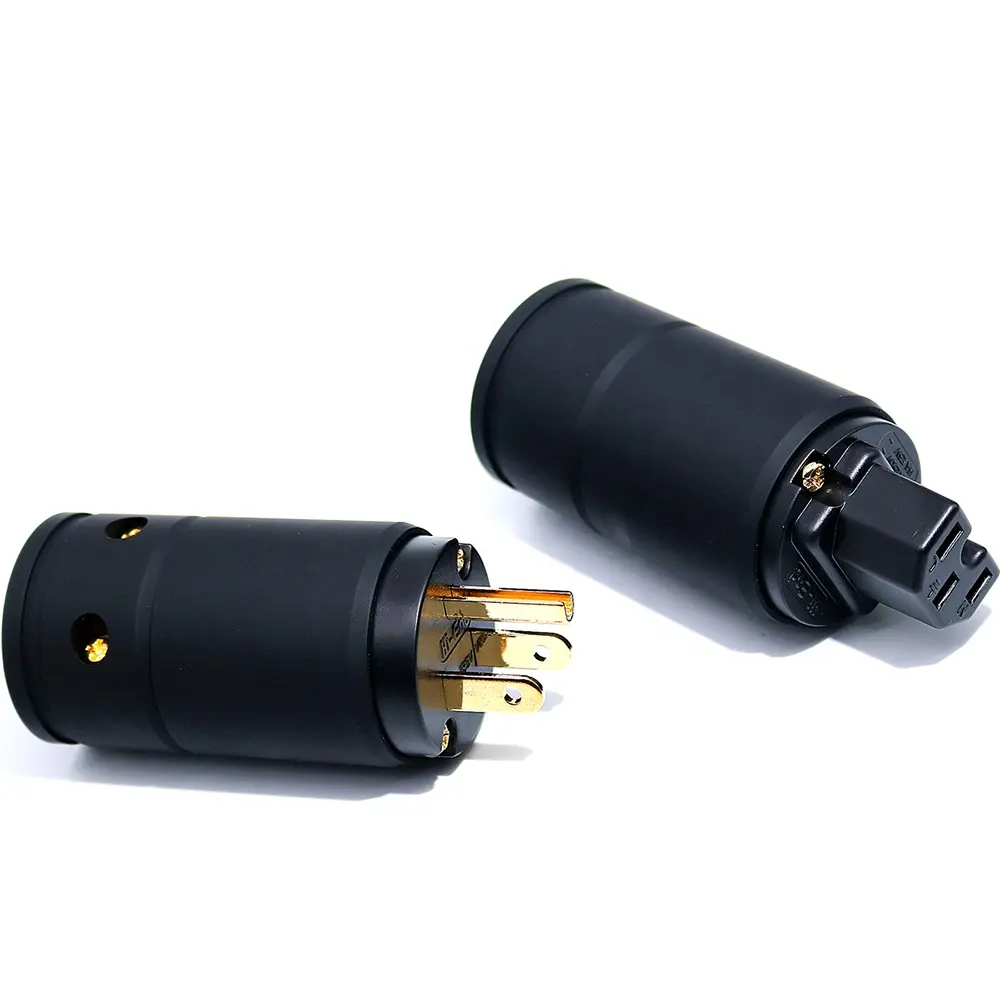 US Version NEMA Power Electric Plug YIVO XSSH HIFI Audio Aluminum Pure Copper Plating Gold Black Neutral 3 Pin Connectors Socket