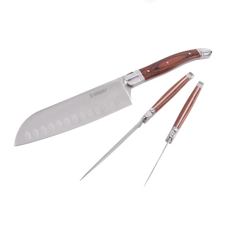 Горячая распродажа, набор кухонных ножей из нержавеющей стали с деревянной ручкой