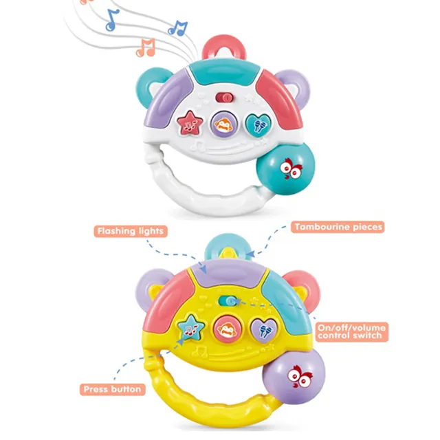 New Trẻ Sơ Sinh Nhạc Cụ Toddler Tay Chuông Nhựa Bé Giáo Dục Sớm Nhạc Tambourine Đồ Chơi Cho Trẻ Em W/Ánh Sáng & Âm Nhạc