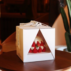 Đôi Mở Xách Tay 6 <span class=keywords><strong>8</strong></span> Inch Trong Suốt Sinh Nhật Ngược Bánh Bao Bì Hộp Tiramisu Mousse Bánh Hộp - Product Image 1