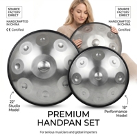 Handpan professionnel 22 pouces D Kurd 18 pouces 432Hz, instrument de percussion en acier fait main argenté, vente en gros, handpan personnalisé