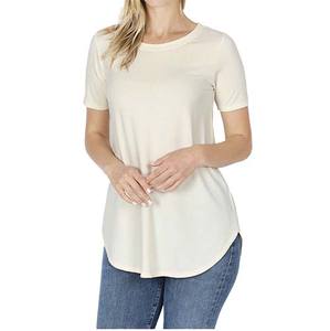 Respirant pour dames à manches courtes col rond T-Shirt dauphin ourlet pull grande taille femmes T-shirt nouveau T-Shirt personnalisé à la mode - Product Image 3