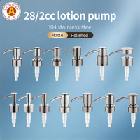 Vente en gros de têtes de pompe en acier inoxydable pour savon liquide, lotion, distributeur, 28/400 24/410, métal, pour emballage cosmétique