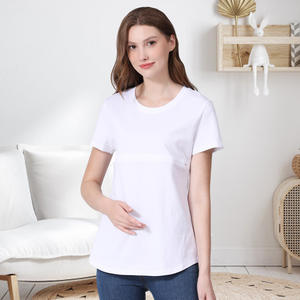 Summer Plus Size Maternity Top <span class=keywords><strong>T</strong></span>-<span class=keywords><strong>shirt</strong></span> en coton doux avec <span class=keywords><strong>fermeture</strong></span> à glissière horizontale pour l'<span class=keywords><strong>allaitement</strong></span> Vêtements d'<span class=keywords><strong>allaitement</strong></span> Confortable S -5XL - Product Image 2