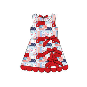 GSD3946 Vestido de yoga sin mangas hasta la rodilla para niña, con estampado de fresas y cuadros azules, ideal para verano, venta al por mayor - Product Image 2