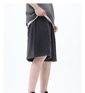 Shorts décontractés pour hommes RS24, été, 380GSM, coton lourd lavé, couleur unie, style hip-hop, style streetwear, motif, cordon de serrage, cargo - Product Image 3