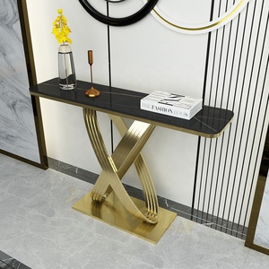 Meubles de salon Tables <span class=keywords><strong>console</strong></span> d'entrée en acier inoxydable Plateau en <span class=keywords><strong>marbre</strong></span> pour couloir Table <span class=keywords><strong>console</strong></span> noire Tables <span class=keywords><strong>console</strong></span> - Product Image 2