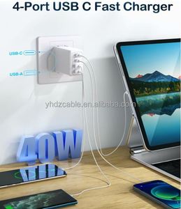 40W Dual <b>USB</b> <b>C</b> Travel Adapter 4-port <b>USB</b> QC3.0 Fast Charging Head EU UK US <b>Plug</b> Android Adapter - Product Image 5