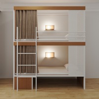 Lit superposé métallique moderne démontable pour auberge de jeunesse, appartement, dortoir d'employés, école, étudiant, double couche, capsule spatiale, personnalisable