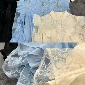 <span class=keywords><strong>Robe</strong></span> longue noire en dentelle, col montant, manches longues à volants, ceinturée, élégante, pour soirée formelle ou invitées, vente en gros, commande en gros - Product Image 2