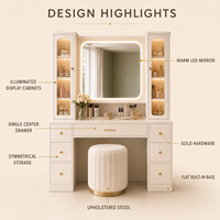 Table de maquillage moderne personnalisée avec miroir, tiroirs de rangement, meuble de chambre en bois, bureau pour hôtel et salon