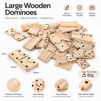 Grandes tuiles de dominos en bois de pin 50x24x5mm, vente en gros de pièces de jeu de dominos en bois pour jeux familiaux, bricolage et éducation