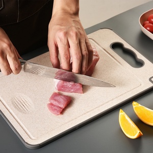Planche à découper en plastique double face antibactérienne, planche à découper en acier inoxydable avec aiguiseur - Product Image 2