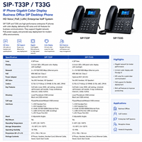 Téléphone IP YeaLink SIP-T33P T33G avec écran couleur Gigabit, téléphone de bureau SIP pour entreprise, voix HD, PoE LAN, système VoIP d'entreprise