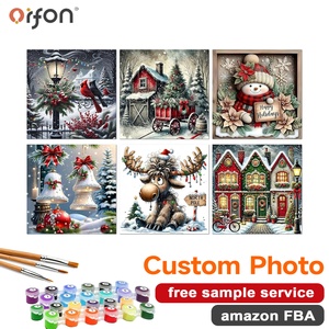 Kit de Pintura por Números DIY de 6 Piezas al por Mayor <span class=keywords><strong>para</strong></span> Adultos, Set de Pintura por Números de Muñeco de Nieve Navideño <span class=keywords><strong>para</strong></span> Decoración de Pared del Hogar - Product Image 1