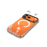 Étui de téléphone transparent personnalisé avec support pour iPhone 11 12 13 14 15 16 Pro Max, coque de téléphone portable avec support de bureau