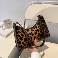 Sac à bandoulière pour femme, sac à main en cuir PU noir imprimé léopard, sac à main simple pour filles et femmes
