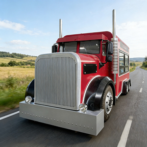 Camion de restauration mobile rouge audacieux style poids lourd avec tuyaux d'échappement chromés, climatiseur et garantie de 2 ans pour marché nocturne - Product Image 4