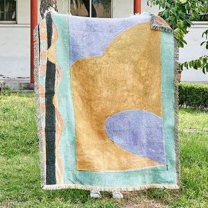 بطانية منسوجة من قماش الجاكار مخصصة بساط منقوش باللون الزهري بسعر الجملة لتزيين الغرفة - Product Image 1