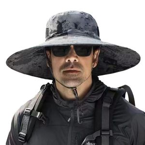 Sombrero de ala ancha para hombre, transpirable, protección solar, para senderismo al aire libre, pesca, sombrero de verano, 15 cm, camuflaje gris oscuro - Product Image 2