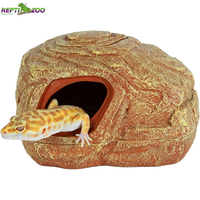 REPTIZOO Logo OEM, Grotte cachette multifonction à 2 trous en résine écologique, Décoration d'habitat pour reptiles et amphibiens, pour Serpent de maïs et Léopard