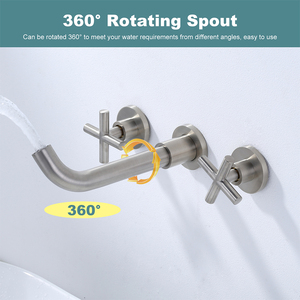 Grifo de Lavabo Moderno de Latón para Baño, Mezclador Integrado para Lavabo, Grifo de Pared para Lavabo, Grifo de Doble Manija de 8 Pulgadas para Dormitorio - Product Image 3