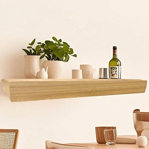 Wooden <b>Wall</b>-<b>Mounted</b> Storage Box Rectangle Natural Wood Color Covered Multi-Purpose Home Living Room <b>Shelf</b> - Product Image 2