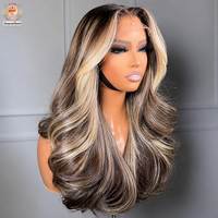 Perruque Lace Front Personnalisée de Haute Qualité, Cheveux Européens Alignés avec les Cuticules, Mèches Blondes, Cheveux Raides, Transparente pour