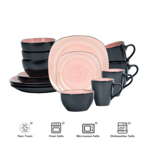 Bán Hàng Nóng 16PC Bộ Đồ Ăn Phổ Biến Thiết Kế Cổ Điển Phục Vụ Bát Tấm Cup Vuông Tăng Thanh Lịch Bộ Đồ Ăn - Product Image 1