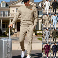 Ensemble de sweat-shirts à col rond décontractés de style américain pour le printemps et l'automne, à texture ample et à blocs de couleur