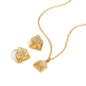 Ensemble de bijoux en forme de cœur, en acier inoxydable, serti de pierres, cadeau pour femme - Product Image 5