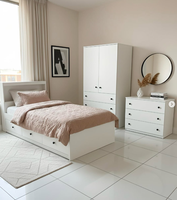 Prix d'usine Yifan – Ensemble de chambre à coucher en bois blanc pour hôtel et appartement : armoire, commode, table de chevet – Style moderne en MDF personnalisable