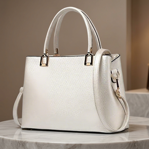 Bolso de Mano Mini de Cuero Genuino Hecho a Mano para Mujer, con Doble Asa, Correa Individual, Cierre de Cremallera, Impermeable, Capacidad de 2-2.9L, Portátil - Product Image 1
