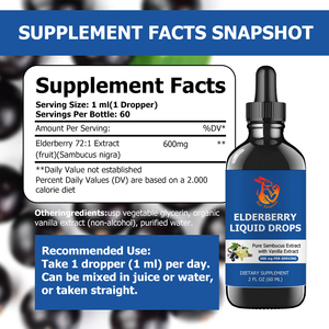 Factory Direct Organic Elderberry Liquid Drops with <b>Vanilla</b> Extract Extra Strength Immune Support Liquid Vegan Formula Drops - Product Image 2
