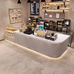 Bancone Bar Personalizzabile in Legno per Caffè e Bubble Tea, per Centri Commerciali e Supermercati, <span class=keywords><strong>Design</strong></span> Ecologico e Resistente con LED per Negozi al Dettaglio - Product Image 4