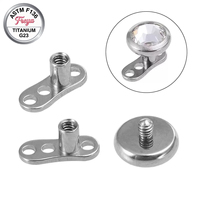 Perhiasan tindik dermal titanium zircon ASTM F136 G23 ukuran 14G M0.9/1.2, model basic, untuk tulang selangka.