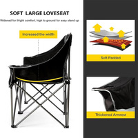 Chaise de camping double surdimensionnée AITOP, pliable, deux places, robuste, pliable en quatre, avec porte-gobelet, fauteuil
