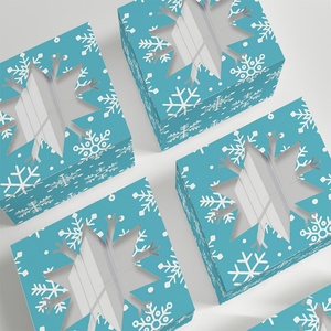 Christmas Party Window Gift <b>Box</b> Snowman Snowflake Red Black White Checkered Square Folders - Product Image 5