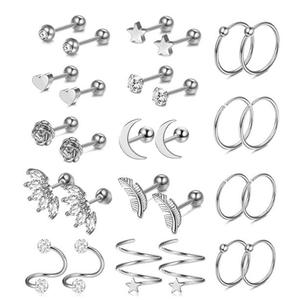 Yw 18 Stks/set Lot 316L Rvs Neus Ring Set Lip Labret Tong Piercings Lot 16G Wenkbrauw Oor Helix piercing Sieraden - Product Image 5