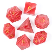 Pour Udixi Logo personnalisé RPG donjons et Dragons motif rouge Agate jeu de dés ensemble pierre précieuse polyédrique style
